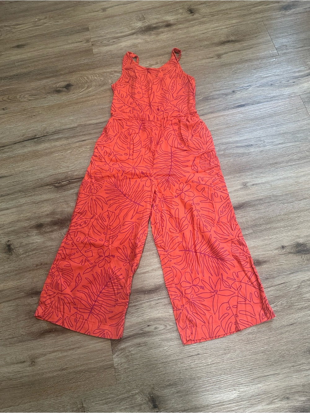 Cat & Jack Orange Tropical-Print Wide-Leg Jumpsuit